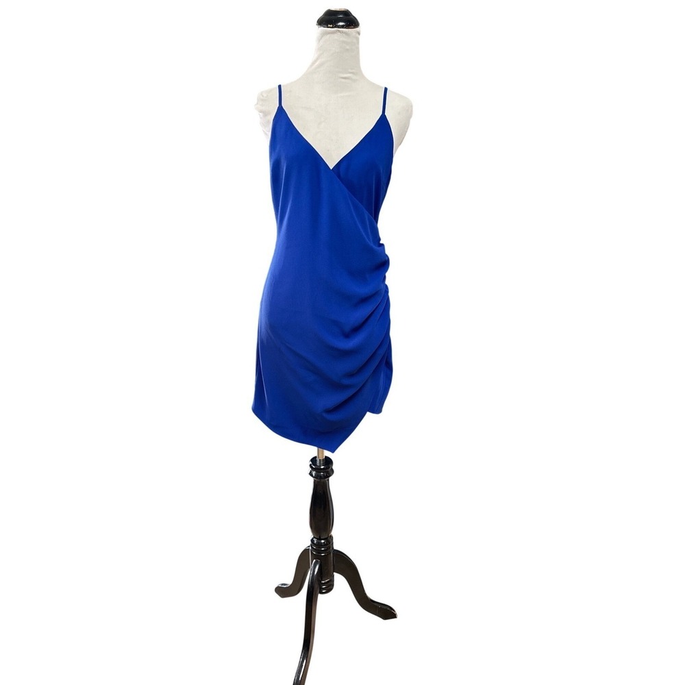 NWT Lovers + Friends Cobalt Blue Ruched Mini Dress Wedding Guest Cocktail S - Picture 5 of 11